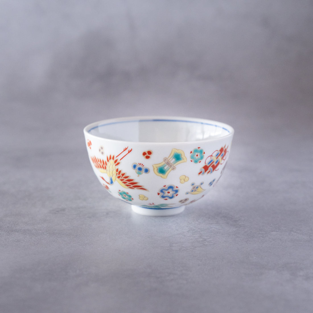 Kutani Goshiki "Treasure Motifs" Rice Bowl