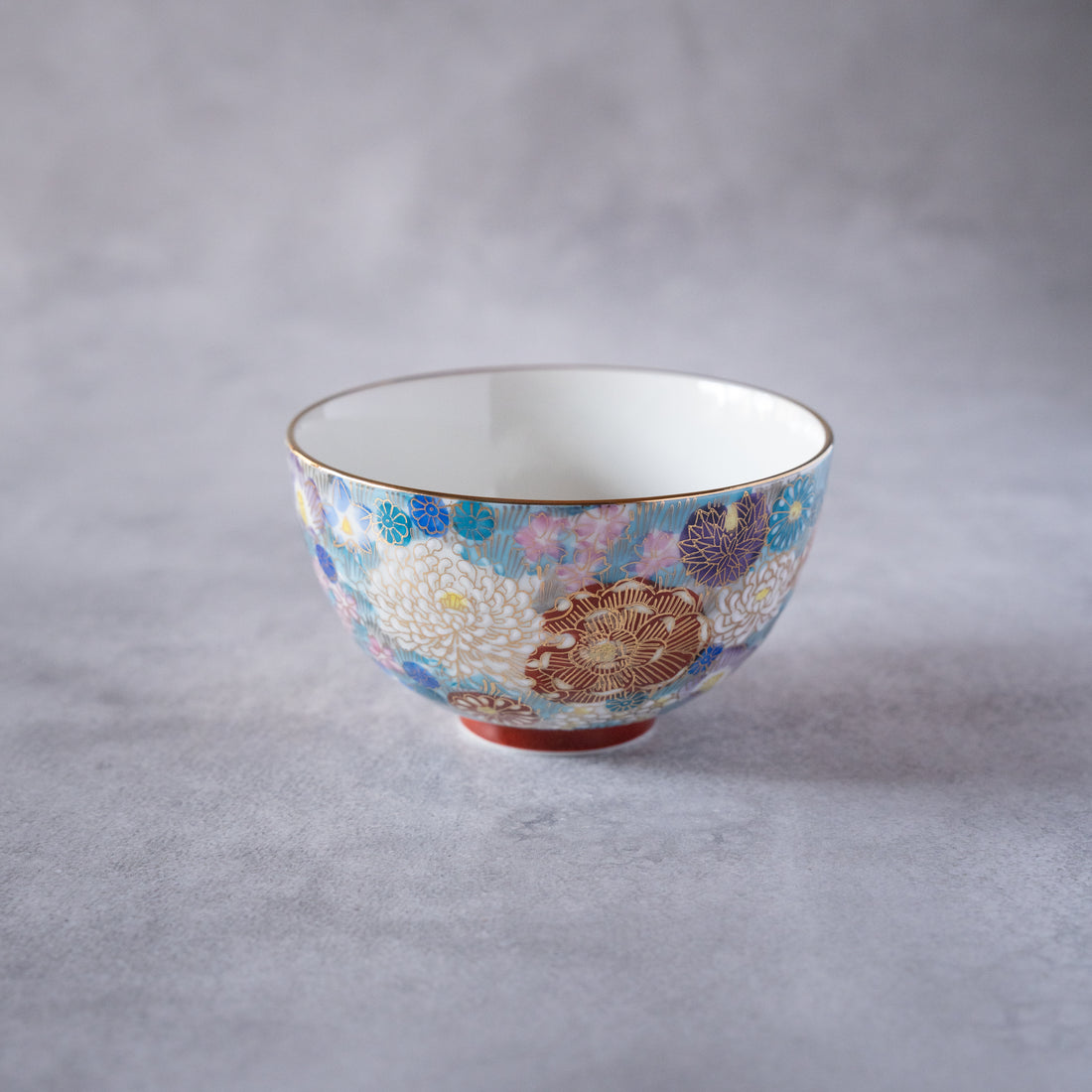 Hanatsume Blue Kutani Rice Bowl