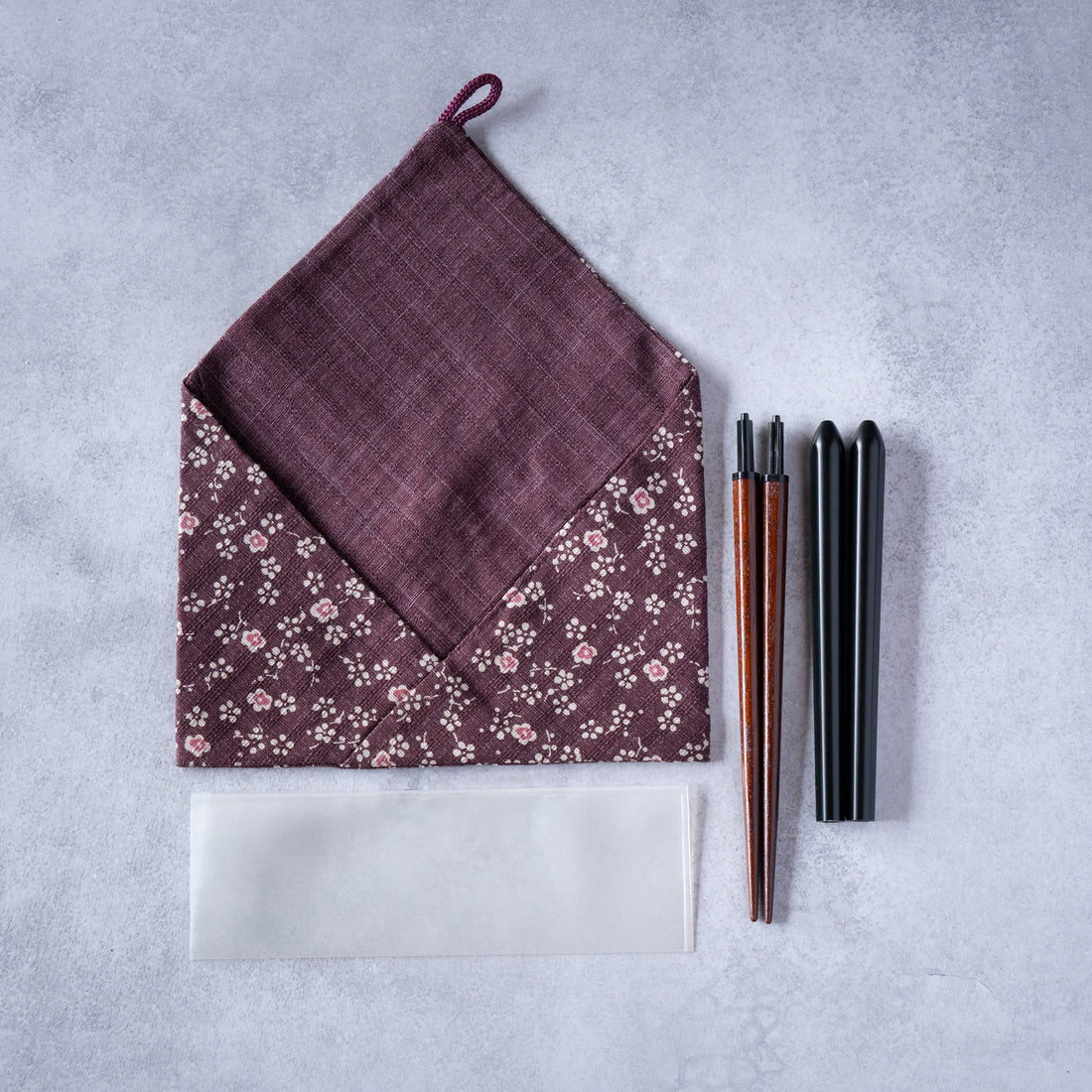 Authentic Chopsticks Set with Vibrant Purple Cotton Case